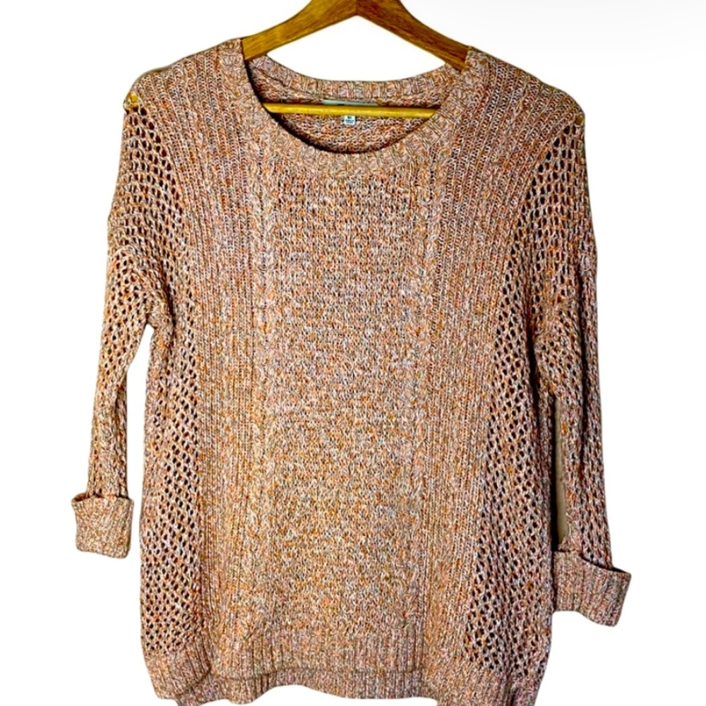 Madewell Twist Knit Marled Sweater Salmon Cream and Ash